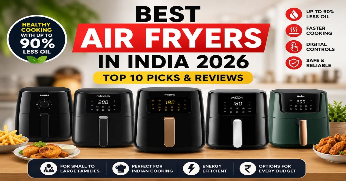 Read more about the article Best Air Fryers in India (2026) – Top 10 Models Reviewed for Healthy Cooking